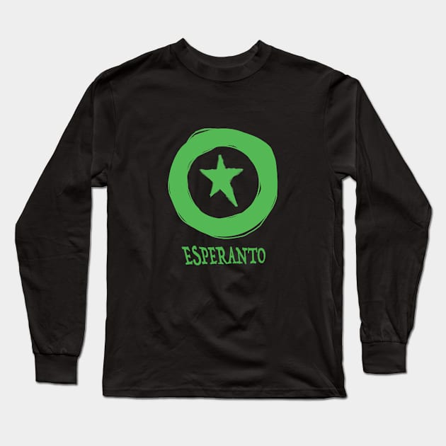 Esperanto Verda Stelo Long Sleeve T-Shirt by La Parolistoj